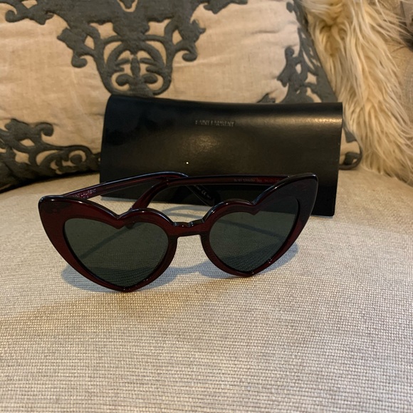 Saint Laurent Accessories - Saint Laurent heart dark burgundy sunglasses